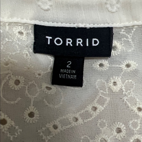 TORRID- Ivory Chiffon Eyelet Blouse - Picture 3 of 7